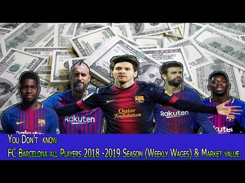 FC Barcelona Player WEEKLY WAGE & 2018-19 Season full Squad/ Market value,age,playing position,