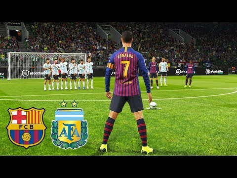 PES 2019 | BARCELONA VS ARGENTINA | Ronaldo Free Kick Goal | Gameplay PC