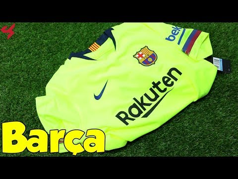 Nike FC Barcelona 2018/19 Away Soccer Jersey Unboxing + Review