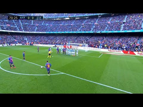 Messi AMAZING FREE KICK vs Espanyol + second goal