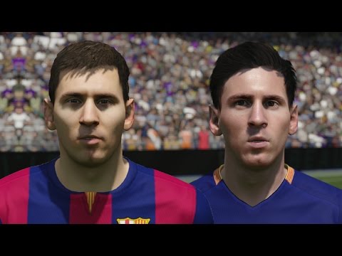 FIFA 16 vs FIFA 15 Faces FC Barcelona (Messi, Suarez, Neymar)