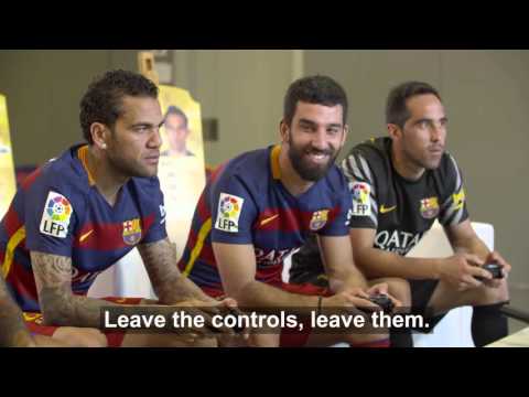 BEHIND THE SCENES – FC Barcelona players enjoy themselves with FIFA 16