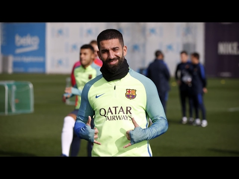 FC Barcelona training session: Plenty of good cheer at Thursday training